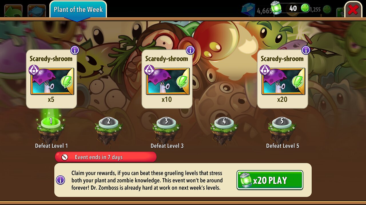 Plants vs Zombies 2 - Plant of the Week - Scaredy-shroom - October 2025