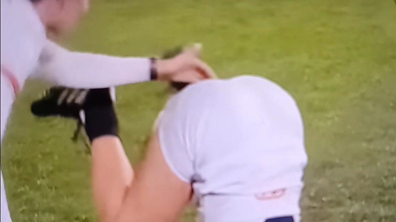 Soccer girls messing around