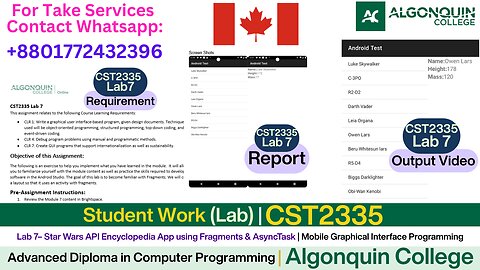 Client Work (Lab) | CST2335 Lab 7: Star Wars API Encyclopedia | Algonquin College