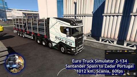 Euro Truck Simulator 2-134, Santander Spain to Zadar Portugal, 1012 km, Scania, 60fps