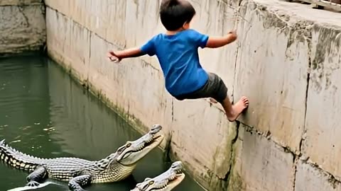TERRIFYING FALL! BOY PLUNGES INTO CROCODILE POOL! TERRIFYING FALL! BOY PLUNGES INTO CROCODILE POOL!