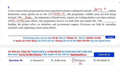 Bộ đề dự đoán Giới từ và Cụm giới từ Buổi 4