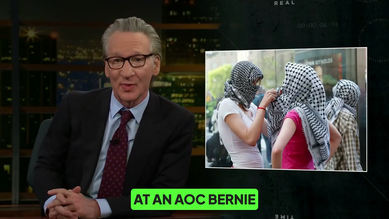 Bill Maher calls out progressive rallies where the Palestinian flag is cheered & the American flag is disrespected