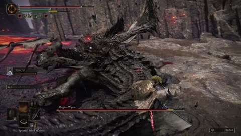 Elden Ring PC | Magma Wyrm of Mount Gelmir boss fight with summoned Mimic Tear #eldenring