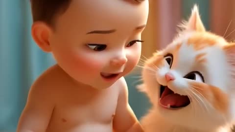 Baby and Kitten Get a Funny Surprise! 😂 | Cutest Fart Laugh Moments #shorts #babyfart #catshorts