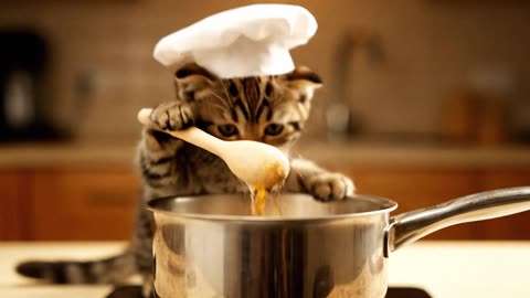 Chef Kitten Cooks Up a Surprise – Viral AI Video!