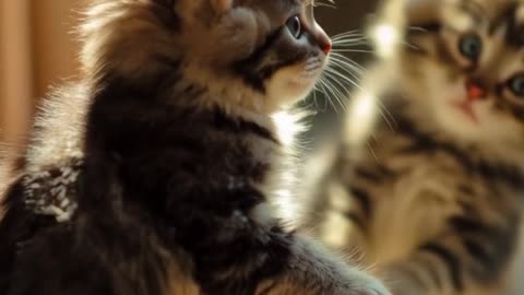 Kitty Looking at Glass
