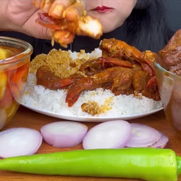 ASMR EATING MUTTON FAT CURRY,MUTTON CURRY,PRAWNS CURRY