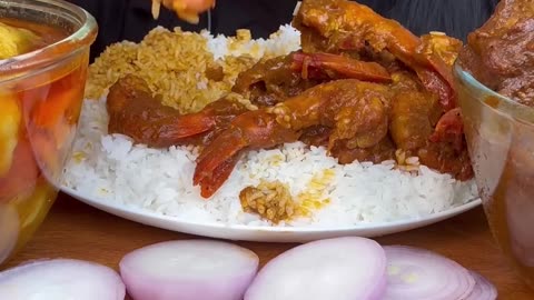 ASMR EATING MUTTON FAT CURRY,MUTTON CURRY,PRAWNS CURRY