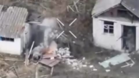 Russian Soldier Lit Up While Crawling Out of Basement