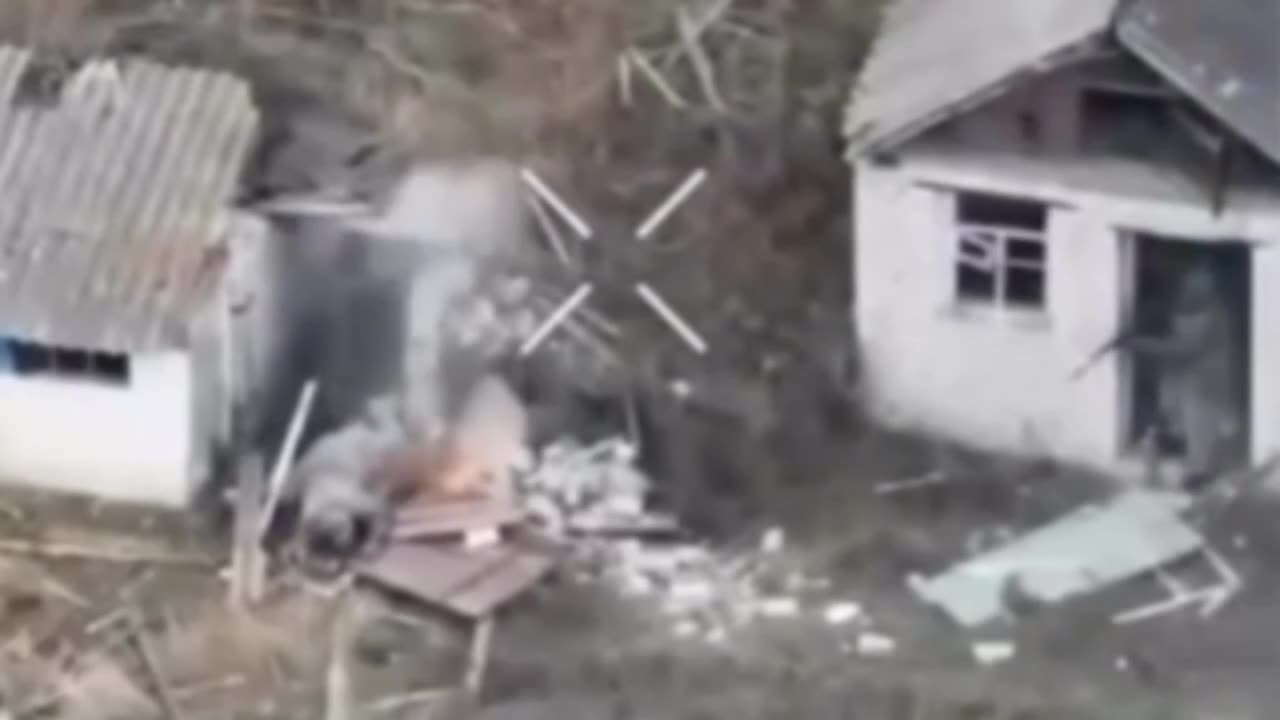 Russian Soldier Lit Up While Crawling Out of Basement