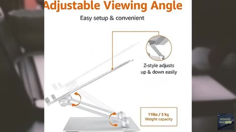 Amazon Basics Sturdy and Portable Ergonomic Laptop Stand for Desk, Adjustable Ri
