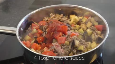 Mashed Potatoes With Eggplant & Minced Beef