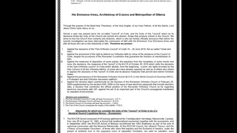 Letter from the laity isolated by heresy after the Synod of Crete to Irineu, Metropolitan of Oltenia