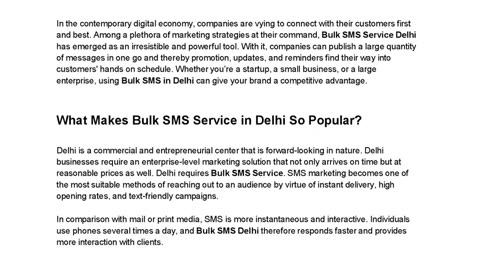 Bulk SMS Service in Delhi: The Wisest Way of Reaching Customers in a Fingertip Moment