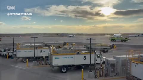 American Airlines plane engine catches fire at Denver airport