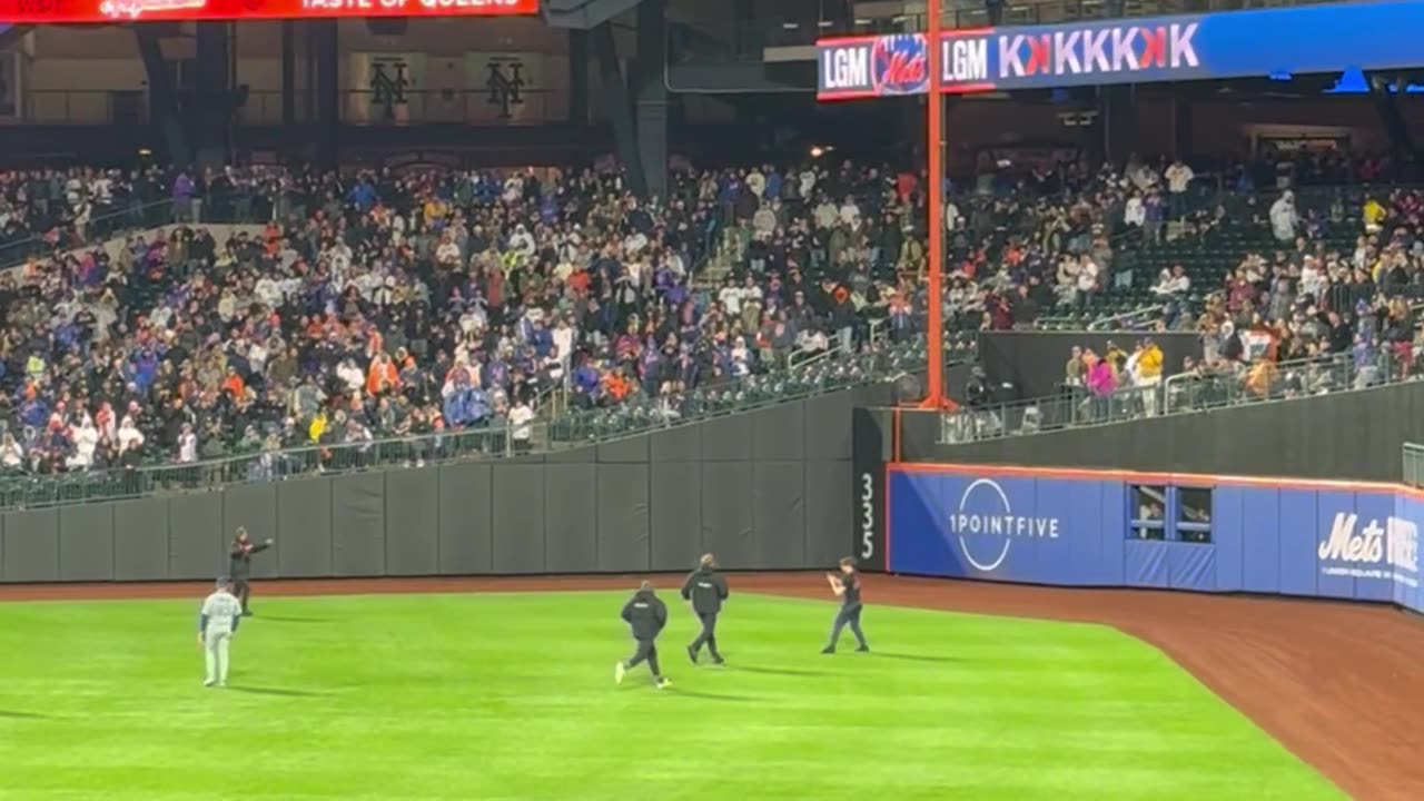 Runner Tackled By Security On Baseball Field