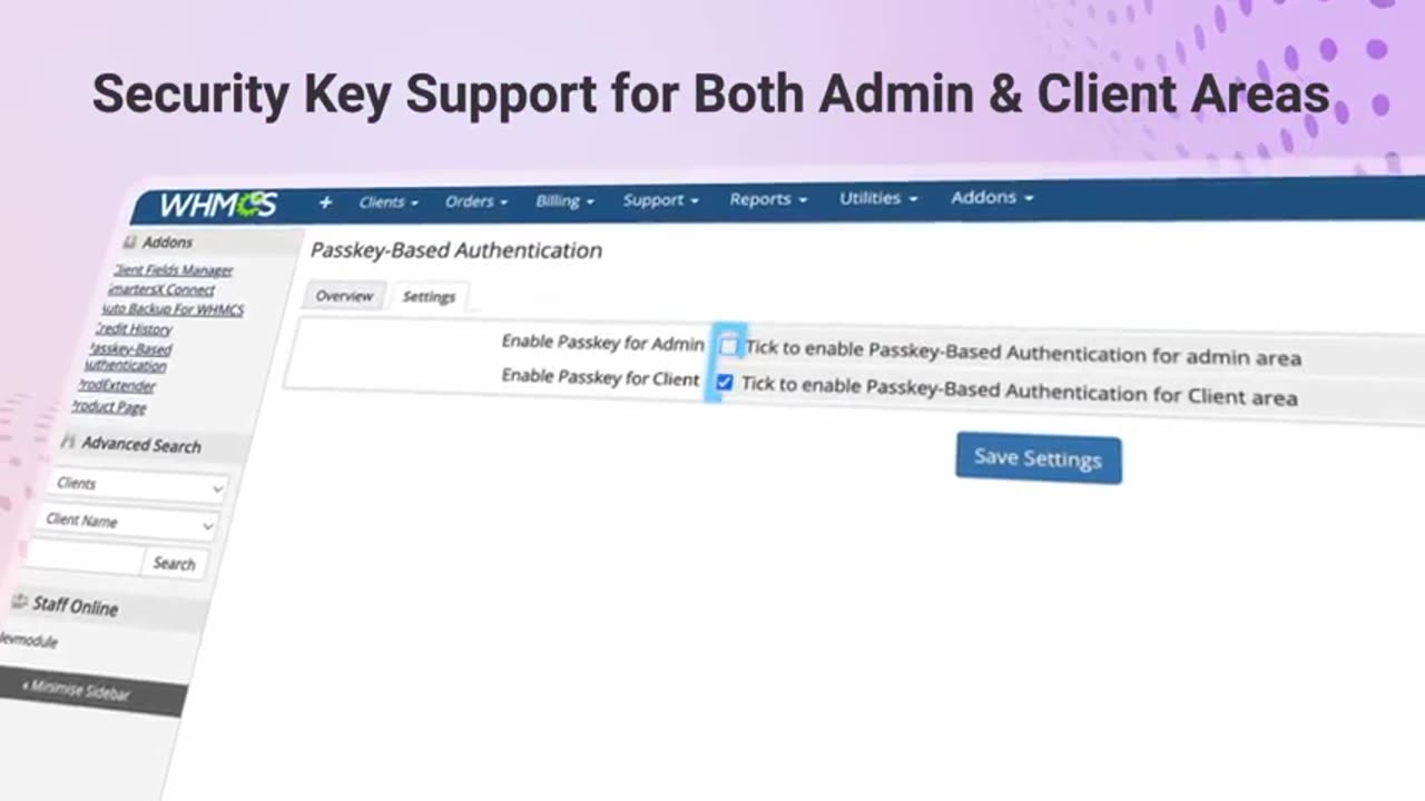 Passkey Authentication Module for WHMCS | Enhance Security For Admin/Client Area | Modules Stack