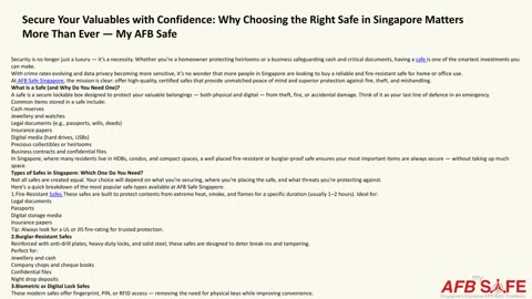Secure Your Valuables with Confidence: Why Choosing the Right Safe in Singapore