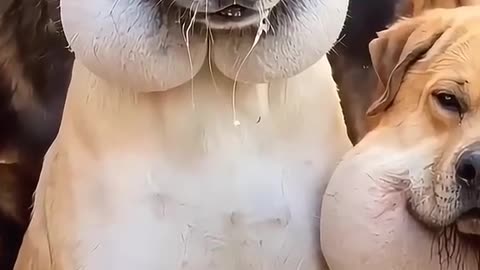 The trouble dogs suffered from a beehive🤣🤣🤣
