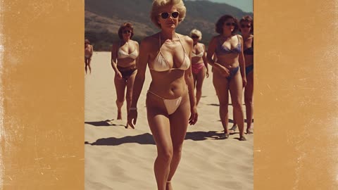 Older Women on the Beach - Retro