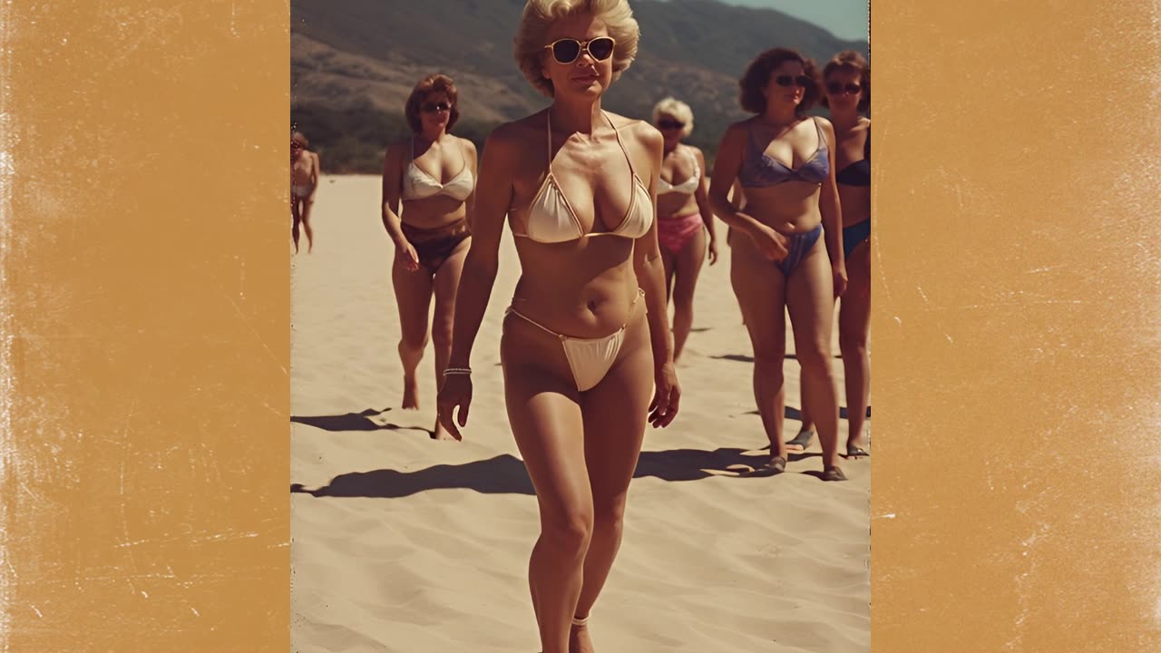 Older Women on the Beach - Retro