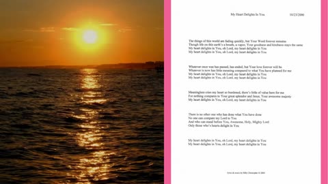My Heart Delights In You, Lyrics from The Greatest Love Worship Album