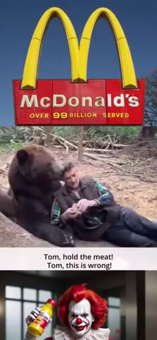 BEAR won't eat McDonald's burger. Lol