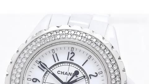 CHANEL J12 Diamond Bezel White Ceramic Date Quartz Ladies Watch – Timeless Luxury