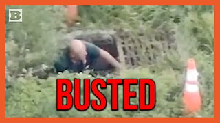 Retail Theft Suspect Hides Under Sewer Grate, Doesn't See He's on Drone Camera