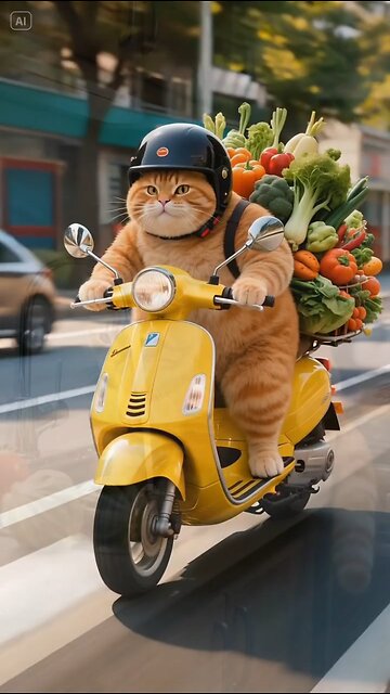 cat shopping vegetable from market au animal
