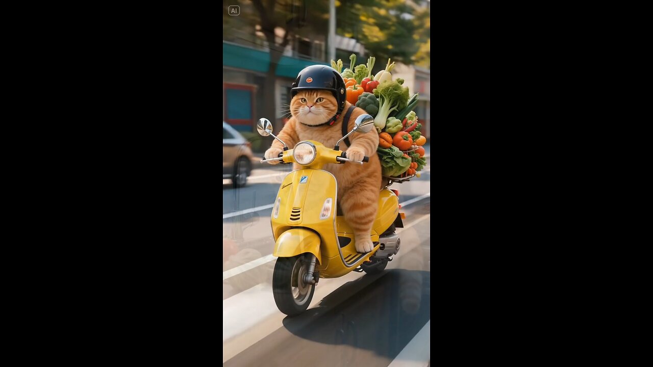 cat shopping vegetable from market au animal