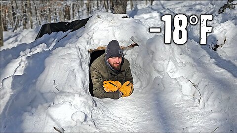 -18°F/-28°C Surviving the Polar Vortex Overnight in a Snow Shelter - Coldest temperature in decades