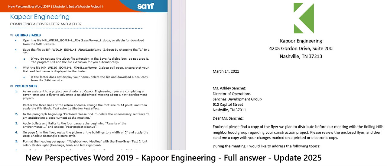 New Perspectives Word 2019 | Module 1: End of Module Project 1 | Kapoor Engineering
