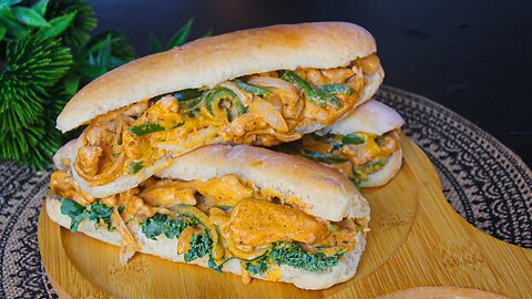 Chicken Sandwich Recipe I Chicken cheesesteak sandwiches