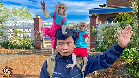 Grandpa's journey takes YiYi and YinYin to catch fish - make rafts - cooking in the forest