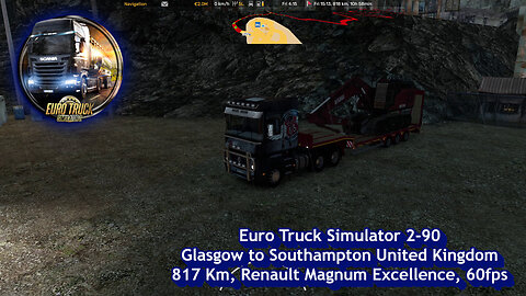 Euro Truck Simulator 2-90, Glasgow to Southampton, 817 Km, Renault Magnum Excellence, 60fps
