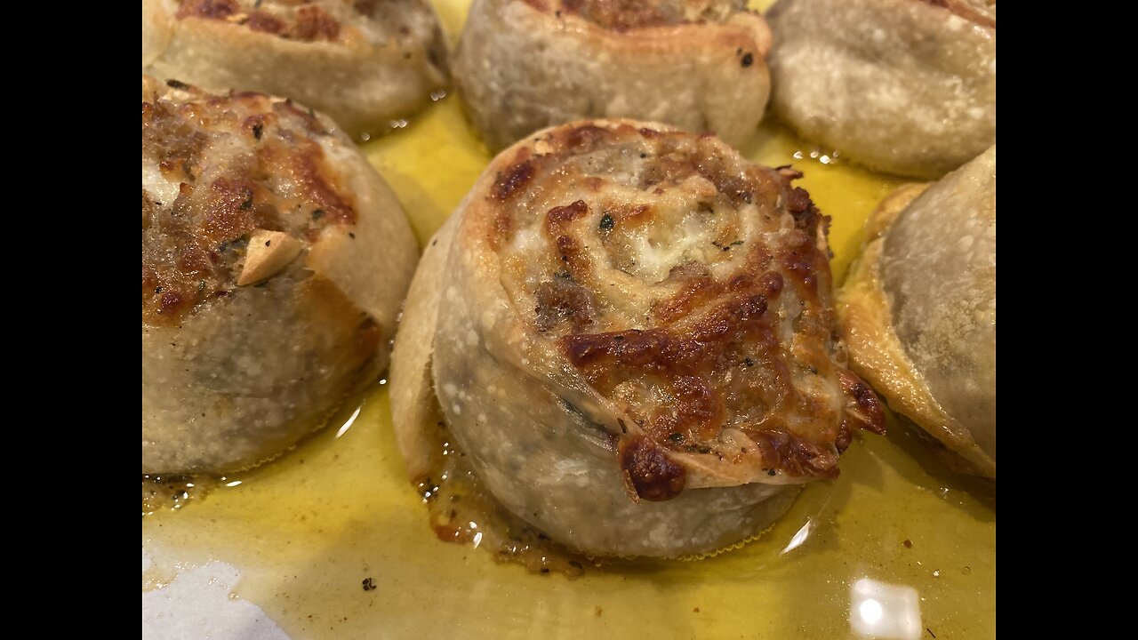 Cooking the Garlic Rolls