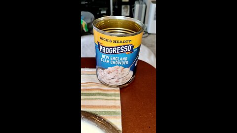 Eating Progresso New England Clam Chowder, Dbn, MI, 3/23/25