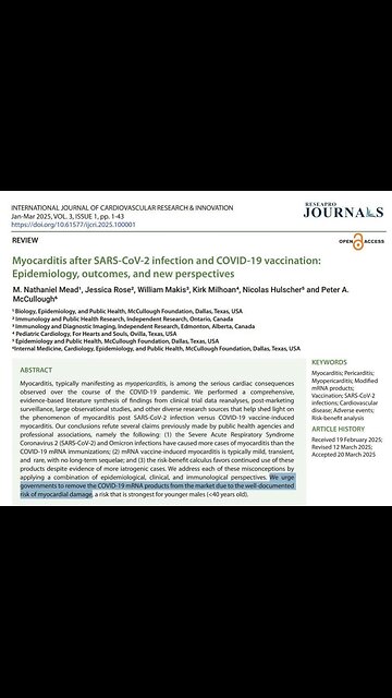 Urge governments to remove the COVID-19 mRNA products from the market due to the risk of myocardial