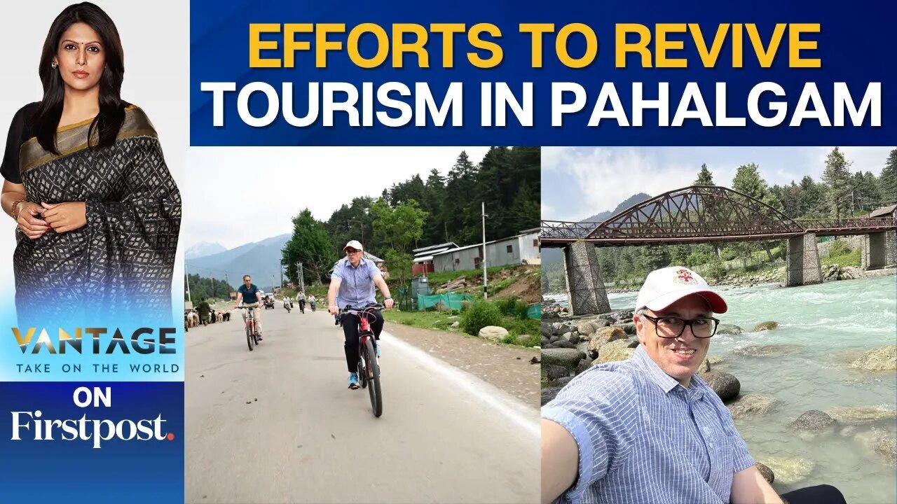 J_K CM Omar Abdullah Cycles in Pahalgam in Push for Tourism Revival _Vantage With Palki Sharma _N18G