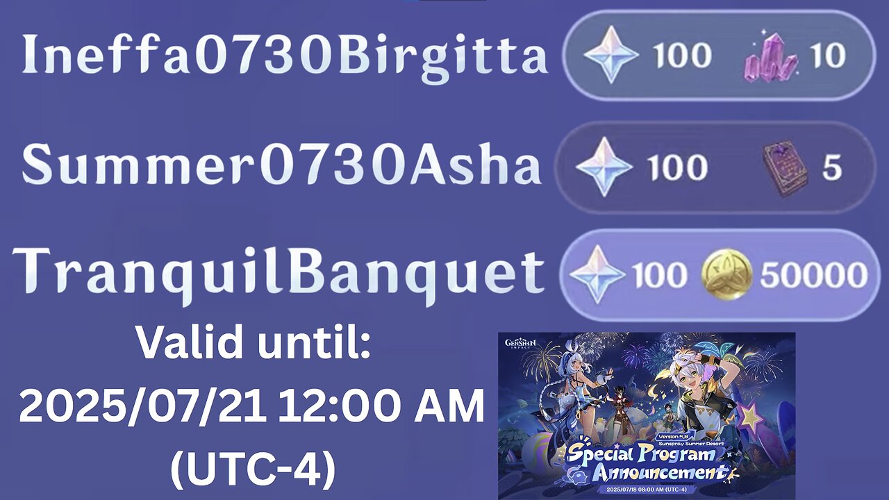 5.8 Special Program Codes (Genshin Impact)