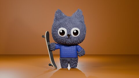 Blender 3D character created The Cat Skateboard.