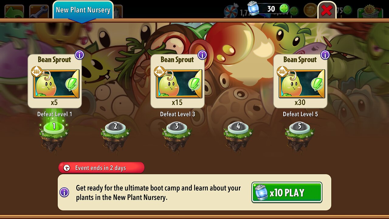 Plants vs Zombies 2 - Plant Nursery - Bean Sprout - April 2025