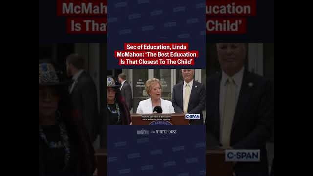 Democrats held a press conference outside the Dept of Education — so Sec McMahon joined them