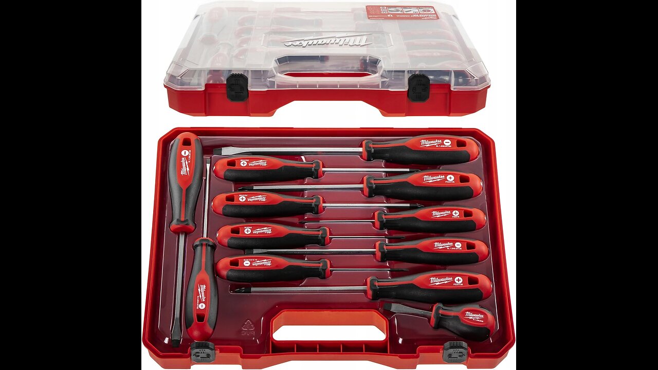 Milwaukee Set of 12 Tri-Lobe Screwdrivers 4932472003,Red