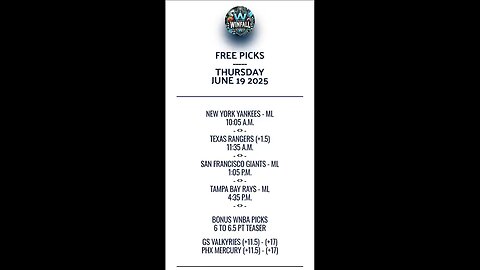 Free MLB Picks June 19 2025