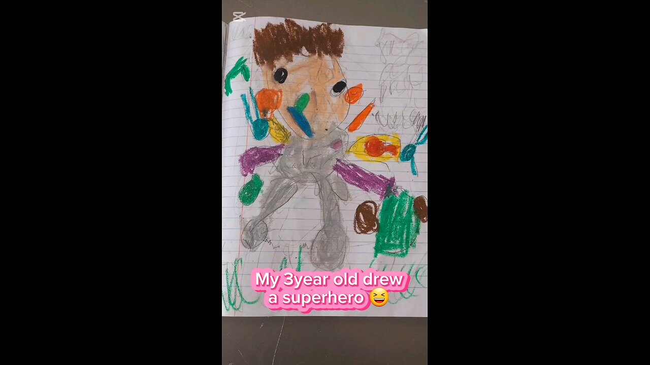 My 3 year old first attempt at a superhero #drawing #toddler #parenting