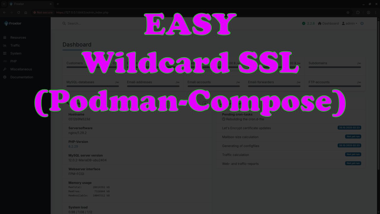 Wildcard SSL in Minutes! | Froxlor Web Hosting Panel (Beginner Podman Guide)