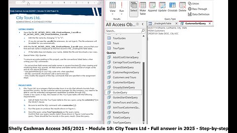 Shelly Cashman Access 365/2021 Module 10: SAM Project 1b | City Tours Ltd. ADMINISTERING A DATABASE